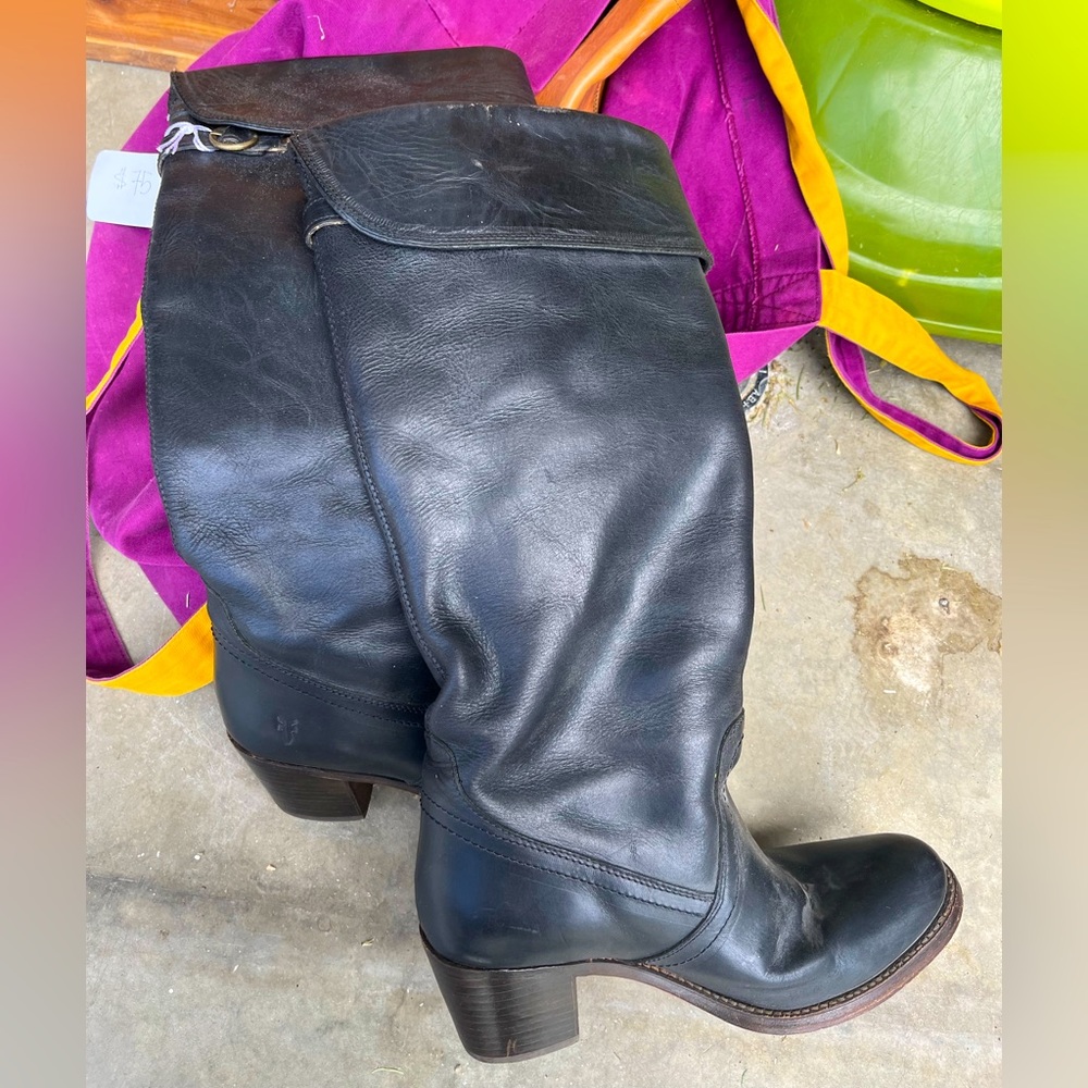 Fry black tall boots, size 8